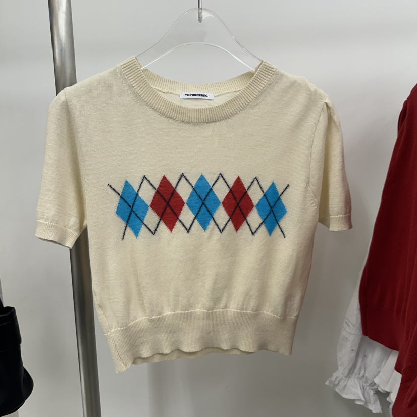 TOPDRESSING韓國直郵實拍女裝新款職業熱賣時尚針織衫格紋TOPDRESSING針織衫圖色2