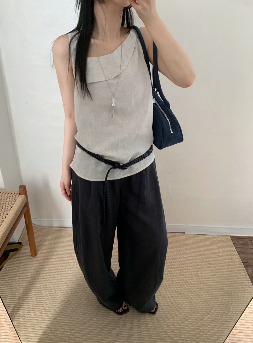 TWENTY FOUR SEVEN24-7東大門實拍韓國女士新品熱賣休閑褲亞麻布TEWNTY FOUR SEVEN24-7休閑褲