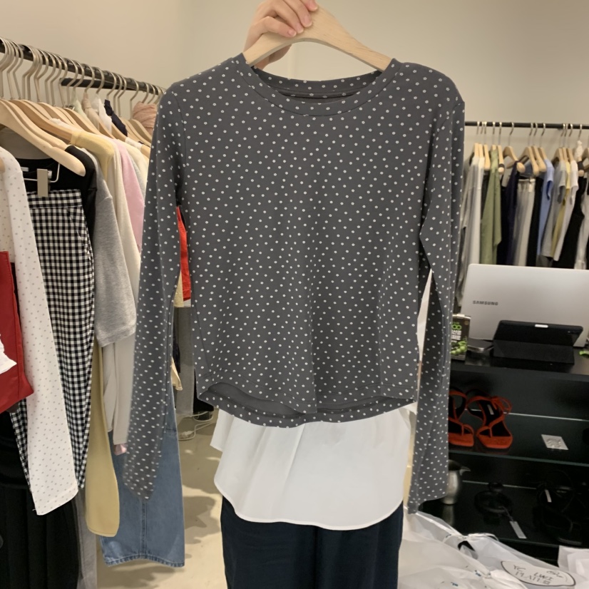 PLATE東大門實拍韓國女士新品26春夏26夏季休閑職業長袖T恤PLATE長袖T恤圖色2