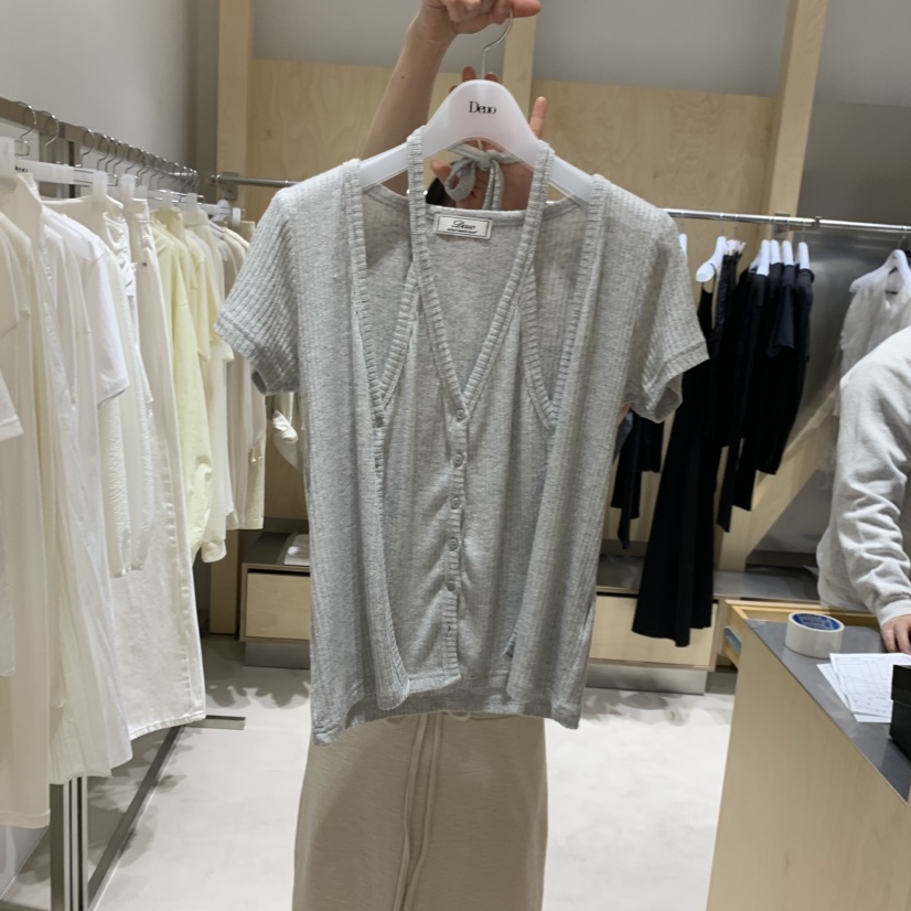 DEUO韓國直郵實拍女士新款職業人氣26春夏時尚休閑T恤假兩件DEUOT恤圖色1