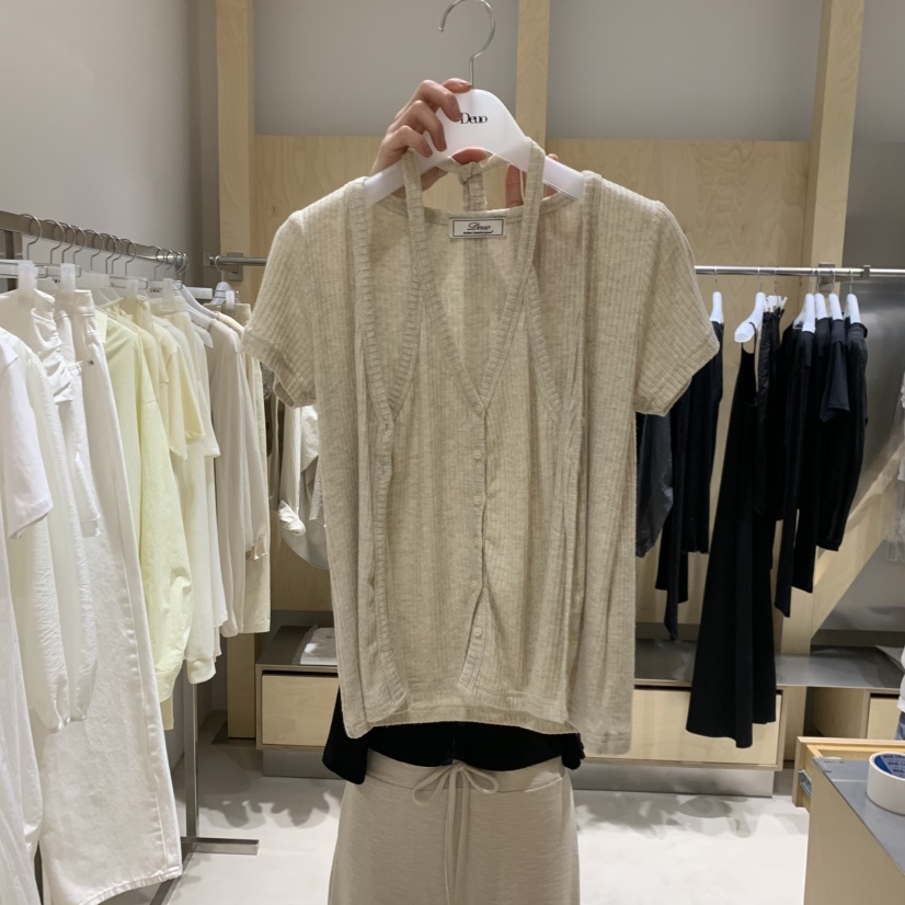 DEUO韓國直郵實拍女士新款職業人氣26春夏時尚休閑T恤假兩件DEUOT恤圖色3