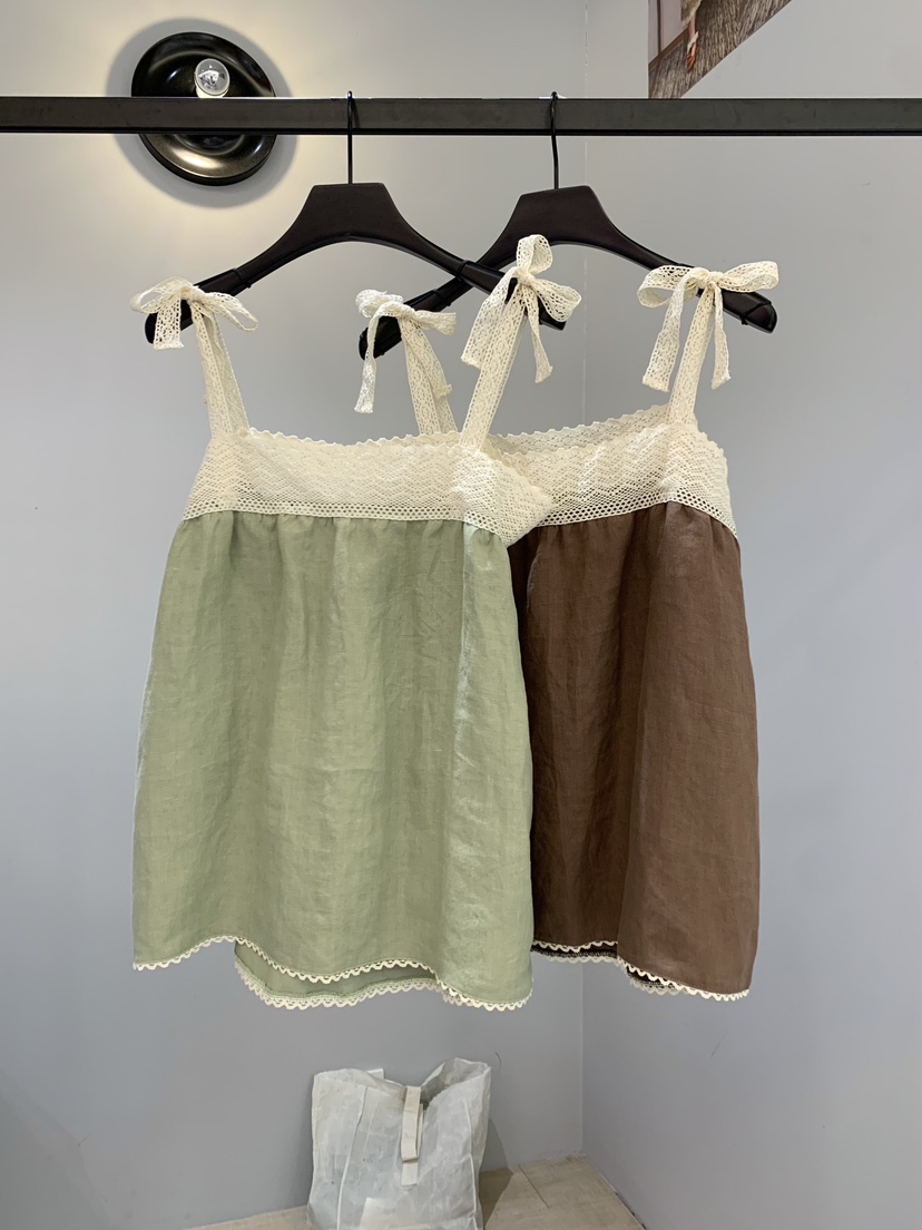 SOFTNESS東大門實拍韓國女裝新品熱賣推薦吊帶背心蕾絲亞麻Softness/Cosmic吊帶/背心