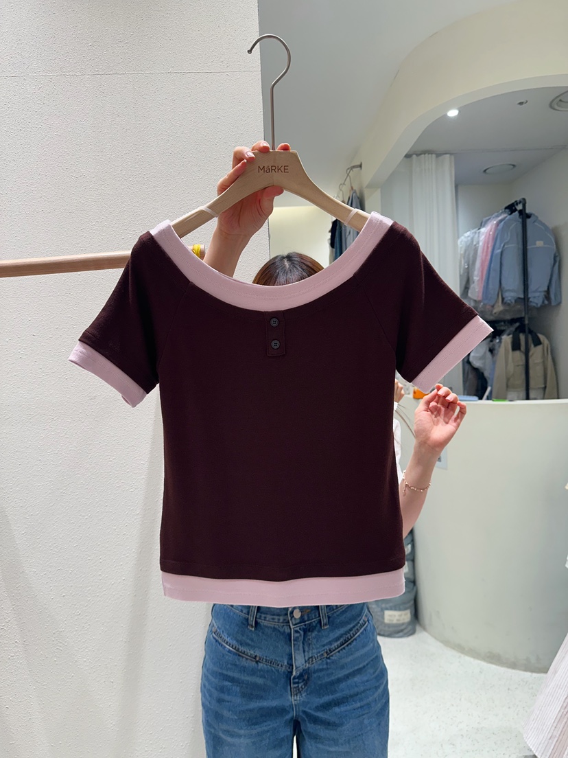 MARKE-P韓國直郵女裝新品職業26春夏真品人氣休閑時尚T恤MARKE-PT恤圖色1