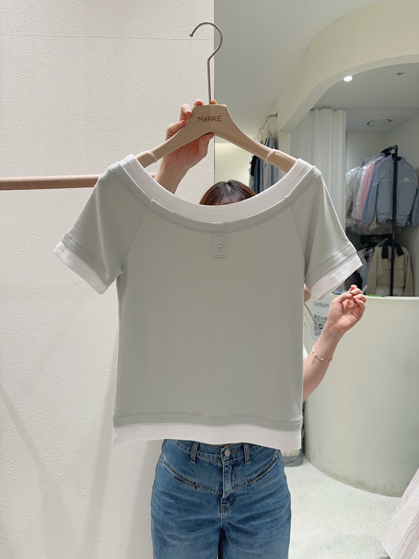 MARKE-P韓國直郵女裝新品職業26春夏真品人氣休閑時尚T恤MARKE-PT恤圖色2