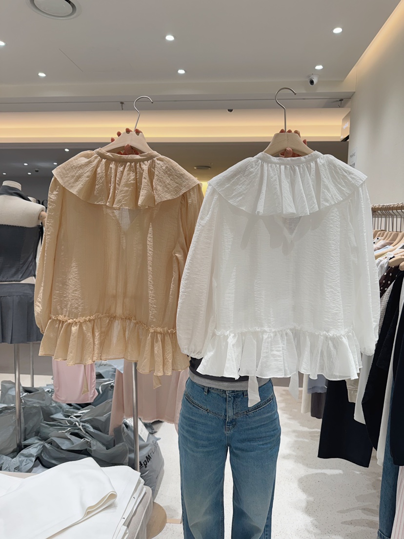 MARKE-P東大門代購女士新款推薦熱賣襯衫蕾絲衫透視褶皺MARKE-P襯衫/蕾絲衫