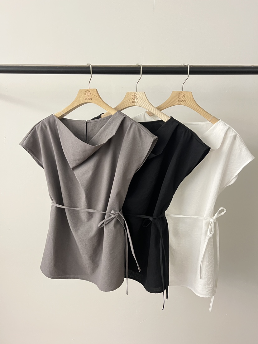 LOGON韓國代購女裝新款26春夏推薦職業時尚襯衫蕾絲衫含腰繩LOGON襯衫/蕾絲衫