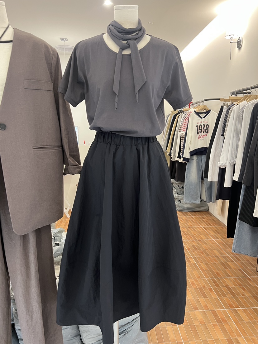 LOGON韓國直郵實拍女士新品職業推薦26夏季熱賣時尚26春夏長裙LOGON長裙