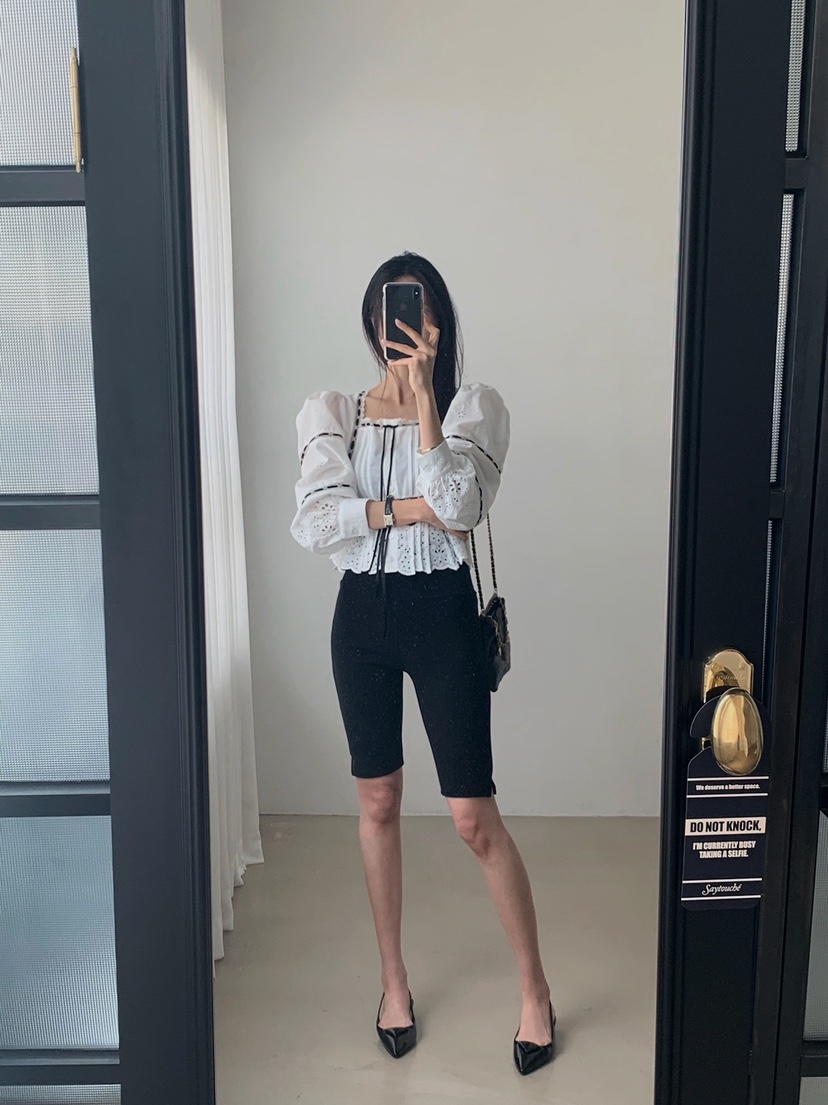 VERANDA韓國東大門直郵女士新品26春夏襯衫蕾絲衫刺繡蕾絲VERANDA襯衫/蕾絲衫