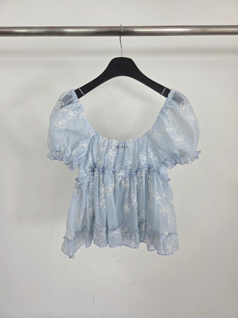 VERANDA東大門實拍韓國女裝新品26春夏休閑襯衫蕾絲衫刺繡VERANDA襯衫/蕾絲衫