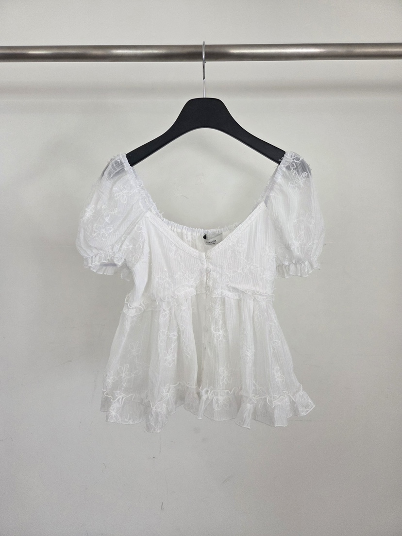 VERANDA東大門實拍韓國女裝新品26春夏休閑襯衫蕾絲衫刺繡VERANDA襯衫/蕾絲衫圖色2