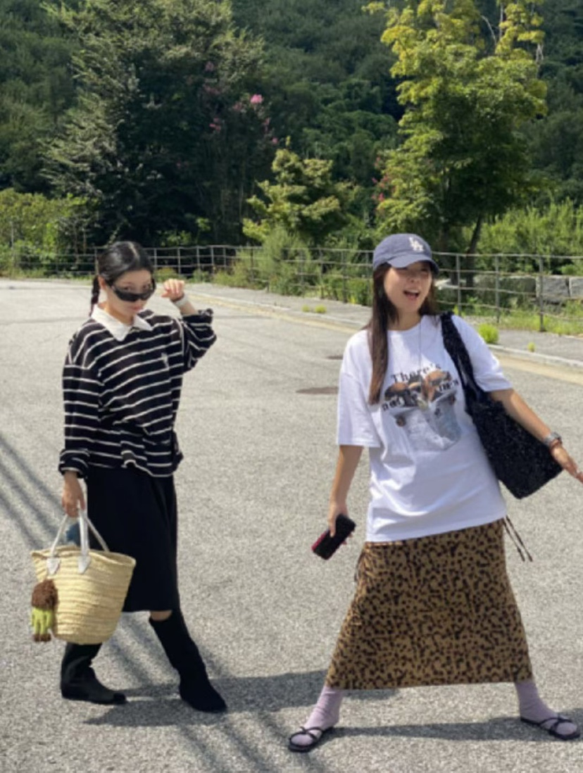 ONDO-P東大門直郵女士新款推薦熱賣休閑職業真品長裙豹紋ONDO-P長裙