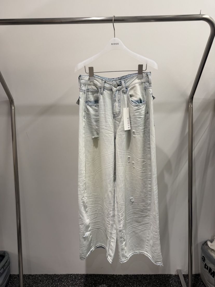 RIDGE-P東大門實拍女裝新款真品人氣推薦職業牛仔褲褶裥RIDGE-P牛仔褲圖色1