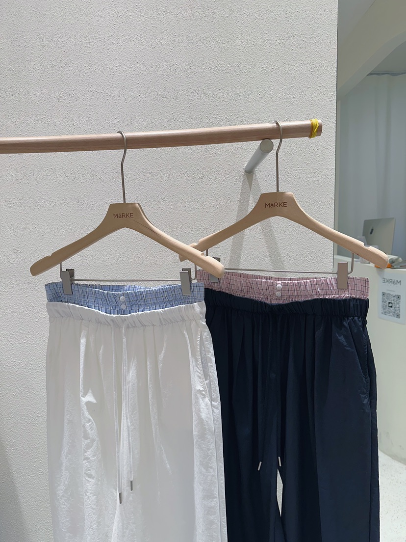 MARKE-P韓國直郵實拍女士新款休閑時尚休閑褲格紋腰帶撞色MARKE-P休閑褲