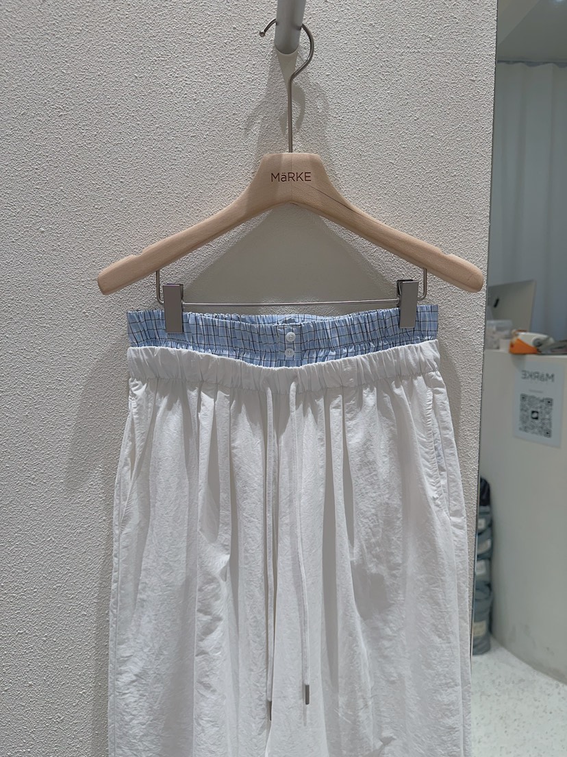 MARKE-P韓國直郵實拍女士新款休閑時尚休閑褲格紋腰帶撞色MARKE-P休閑褲