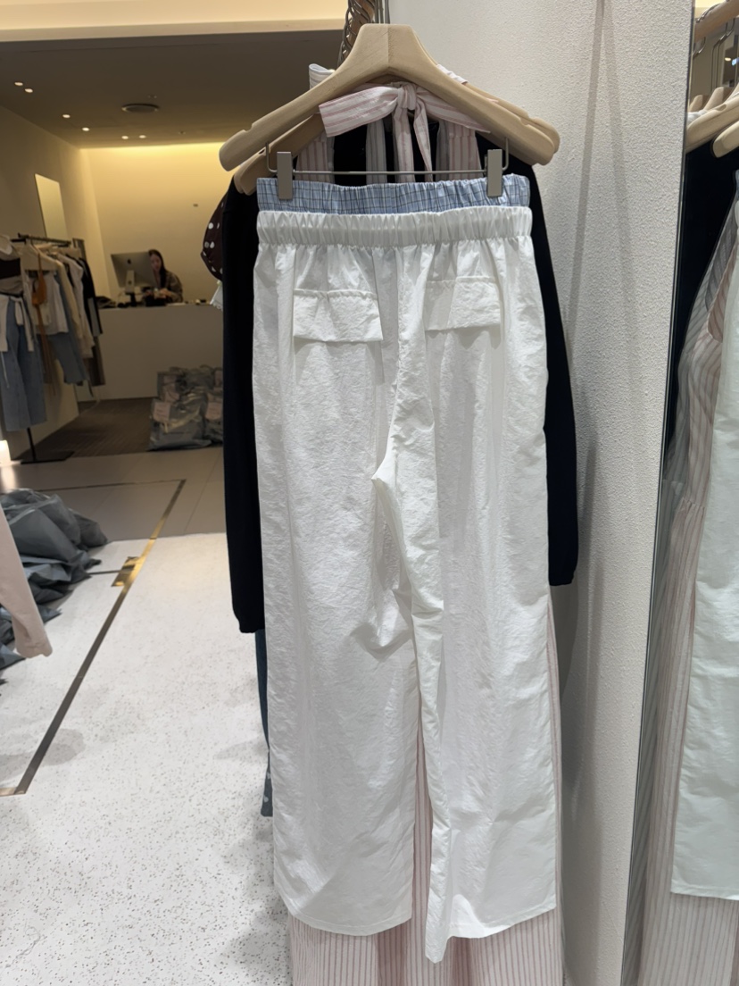 MARKE-P韓國直郵實拍女士新款休閑時尚休閑褲格紋腰帶撞色MARKE-P休閑褲