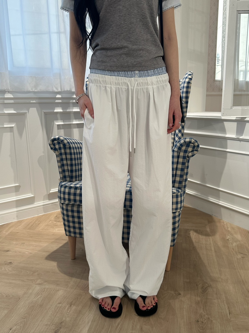 MARKE-P韓國直郵實拍女士新款休閑時尚休閑褲格紋腰帶撞色MARKE-P休閑褲