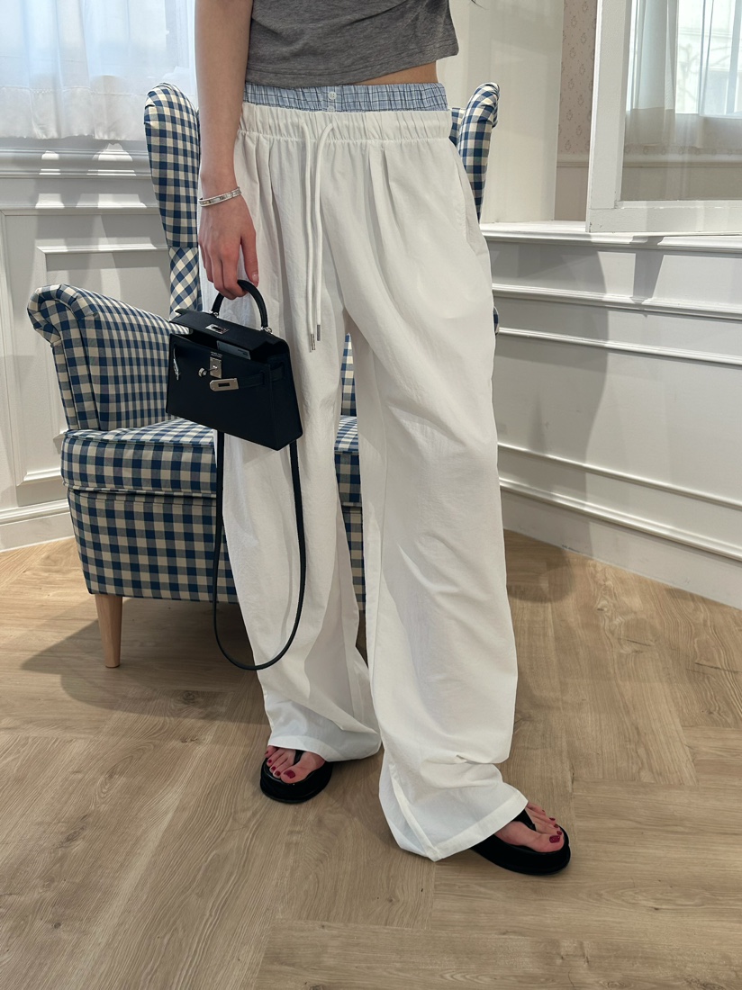 MARKE-P韓國直郵實拍女士新款休閑時尚休閑褲格紋腰帶撞色MARKE-P休閑褲圖色1