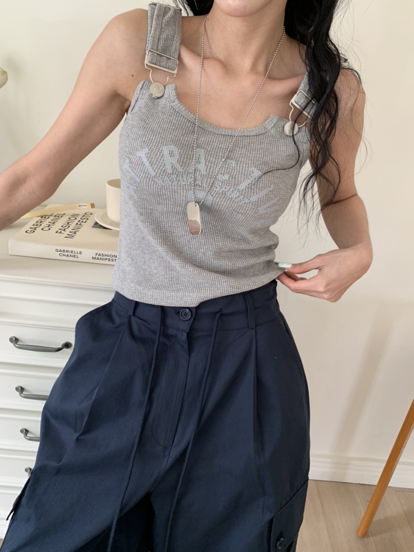 BADCALM韓國直郵女士新款時尚人氣推薦熱賣吊帶背心華夫格BADCALM吊帶/背心