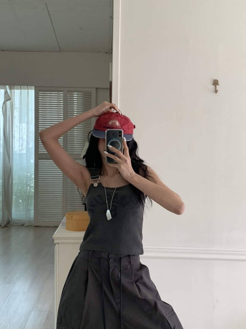 BADCALM韓國直郵女士新款時尚人氣推薦熱賣吊帶背心華夫格BADCALM吊帶/背心