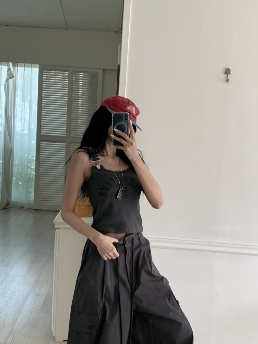 BADCALM韓國直郵女士新款時尚人氣推薦熱賣吊帶背心華夫格BADCALM吊帶/背心