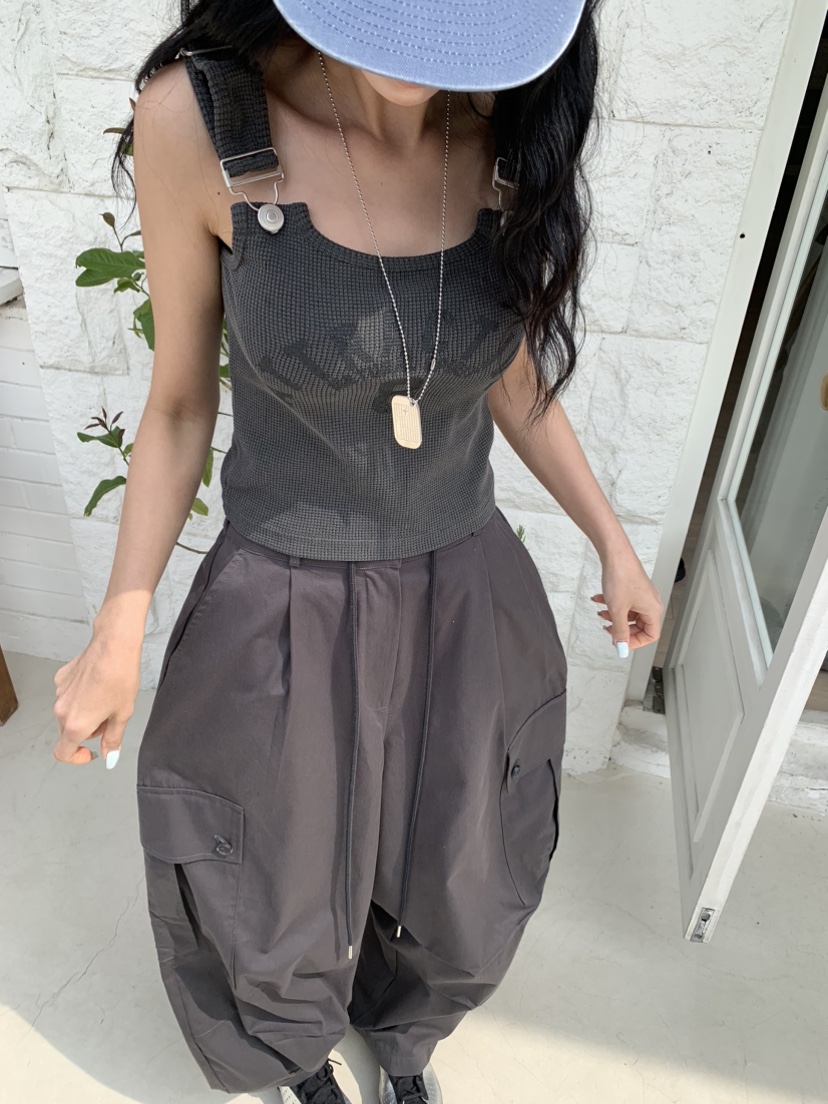 BADCALM韓國直郵女士新款時尚人氣推薦熱賣吊帶背心華夫格BADCALM吊帶/背心