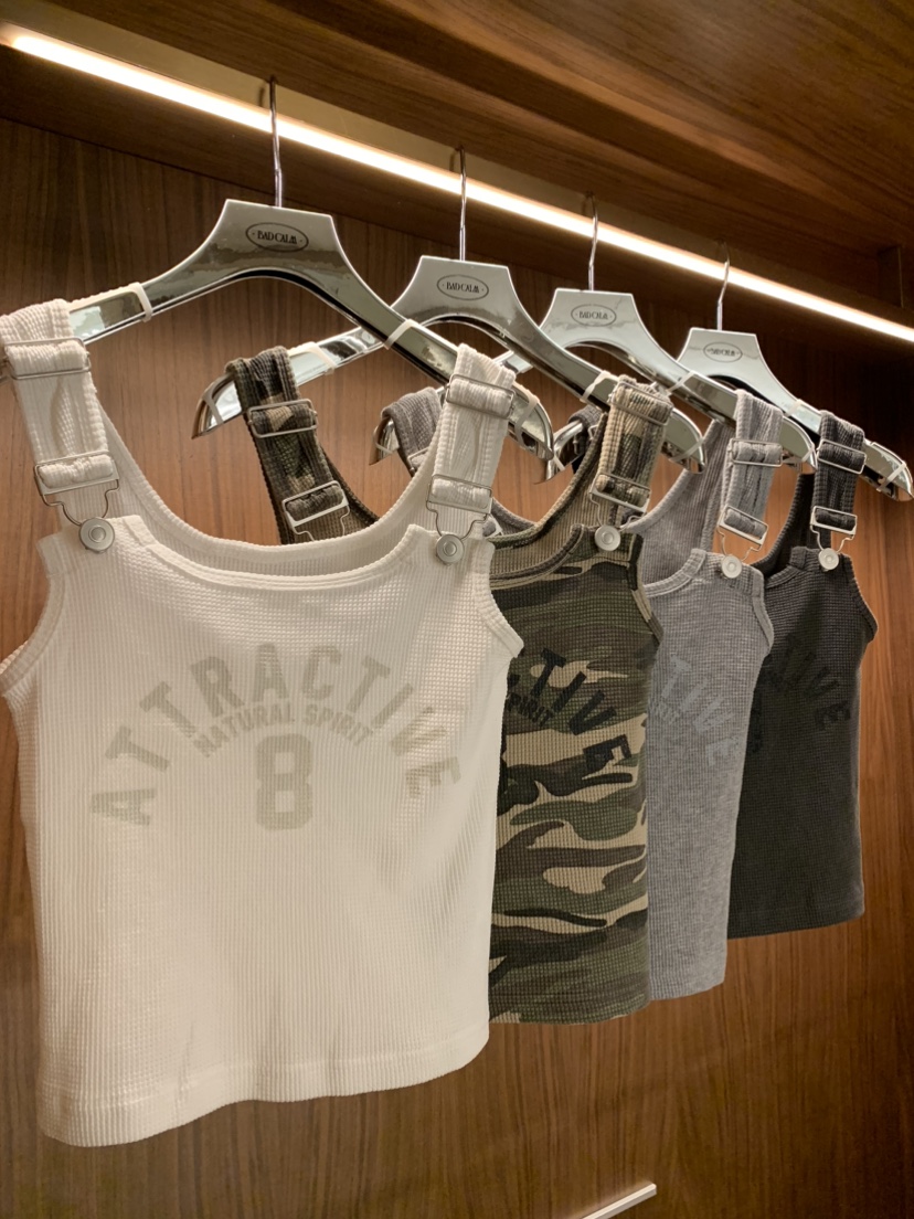 BADCALM韓國直郵女士新款時尚人氣推薦熱賣吊帶背心華夫格BADCALM吊帶/背心