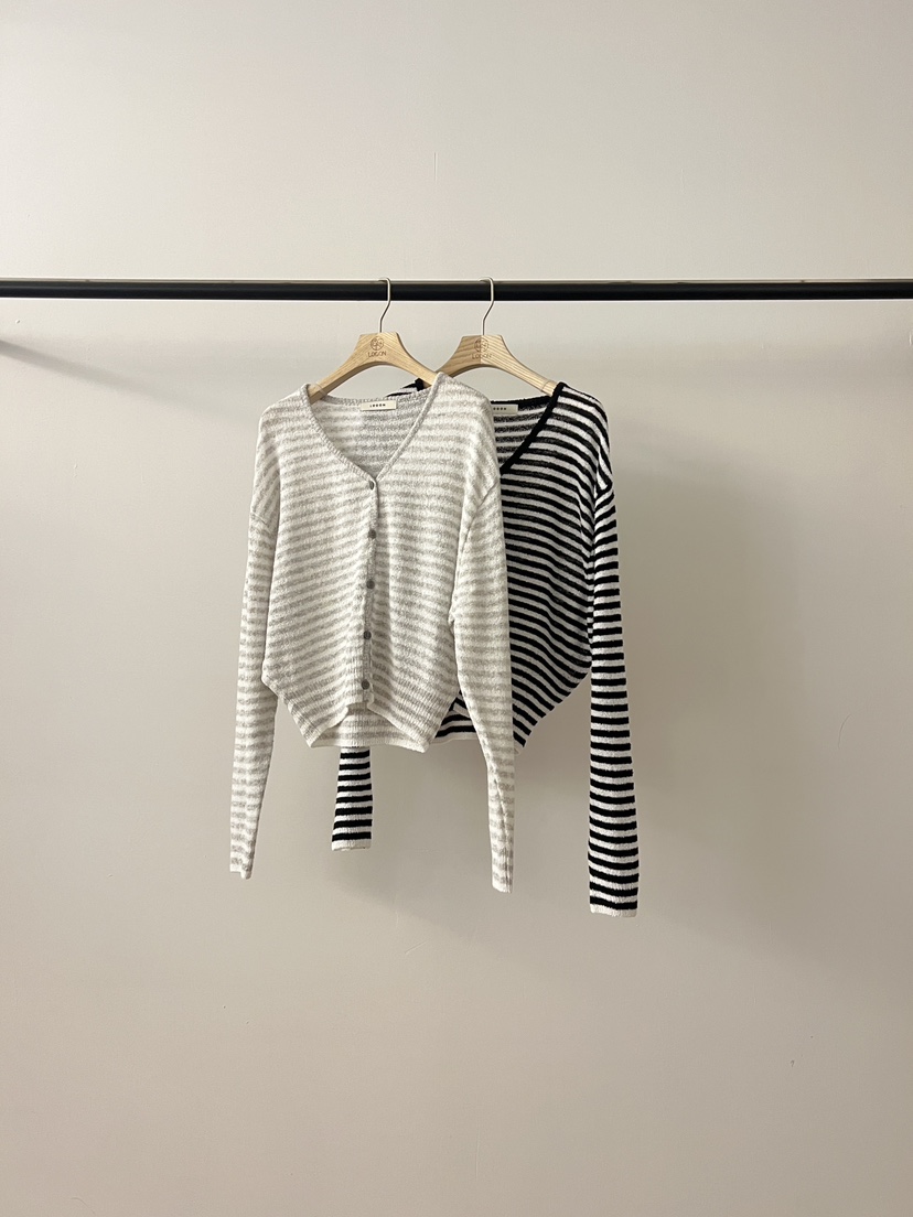 LOGON韓國東大門直郵女士新款26春夏26夏季時尚針織衫條紋LOGON針織衫