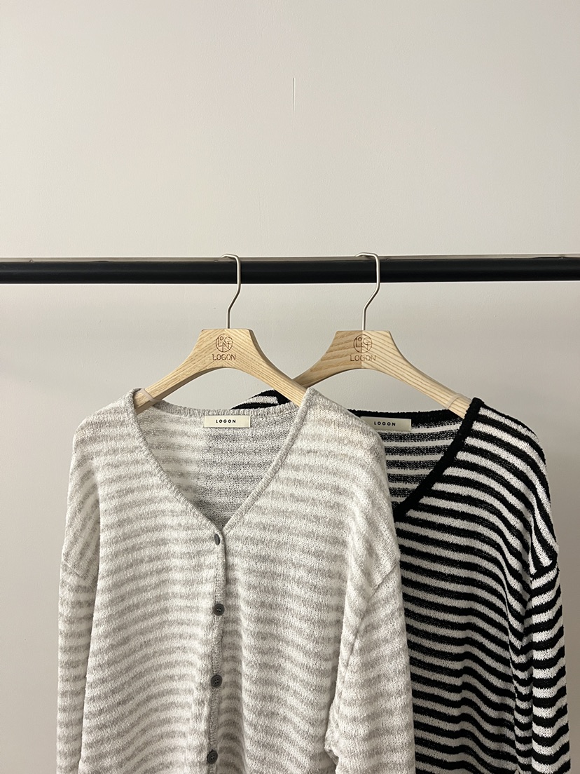 LOGON韓國東大門直郵女士新款26春夏26夏季時尚針織衫條紋LOGON針織衫