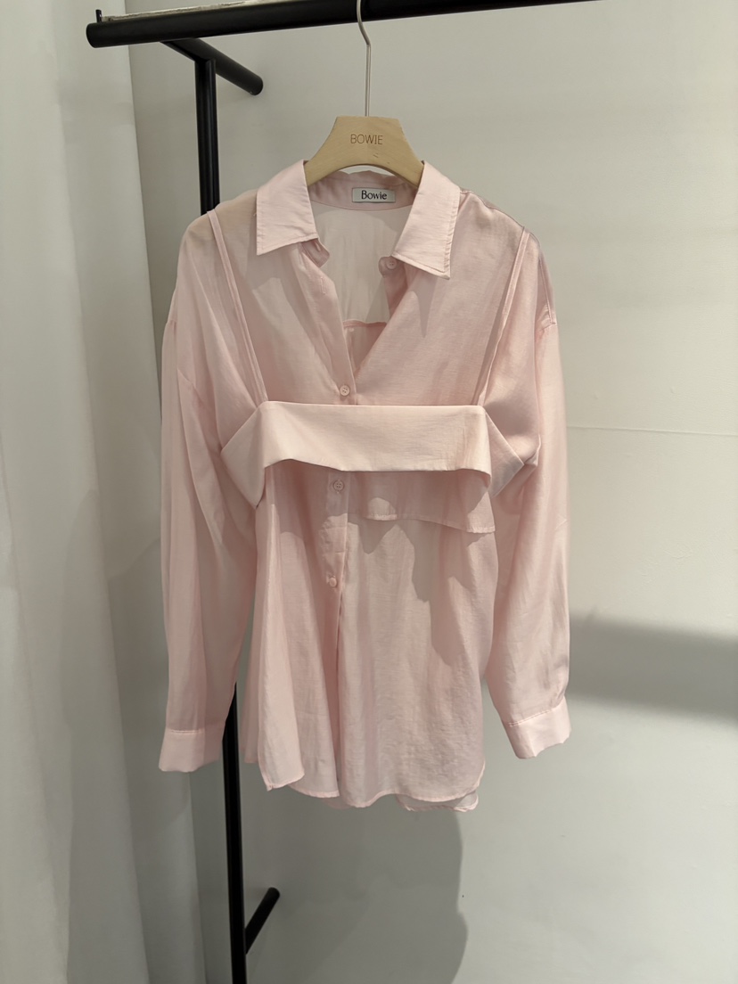 BOWIE韓國直郵女裝新款時尚26夏季襯衫蕾絲衫不含吊帶開衩BOWIE襯衫/蕾絲衫