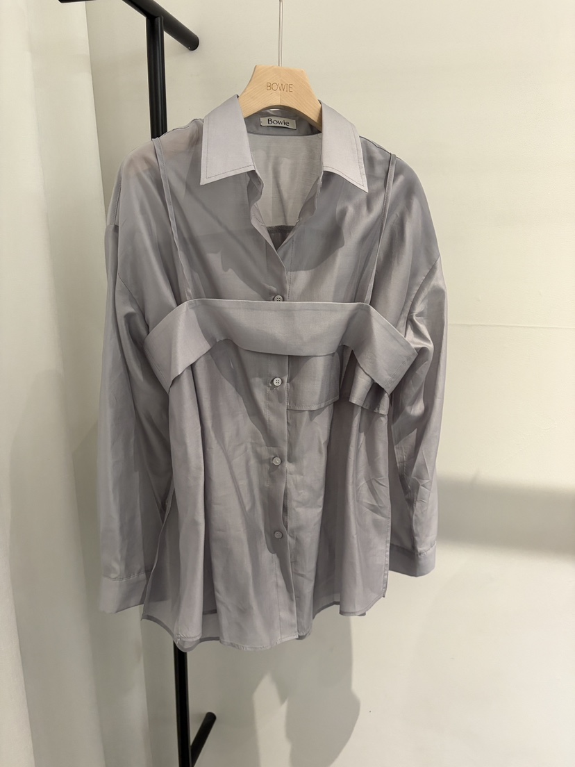 BOWIE韓國直郵女裝新款時尚26夏季襯衫蕾絲衫不含吊帶開衩BOWIE襯衫/蕾絲衫