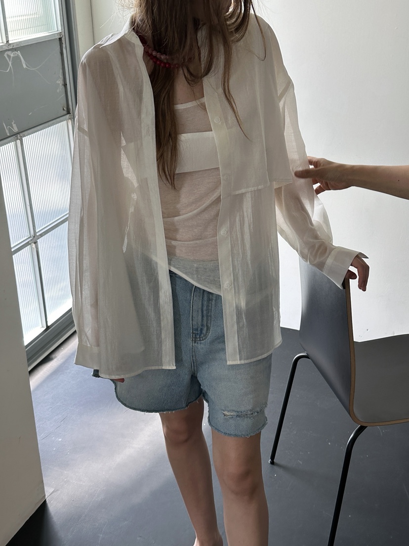 BOWIE韓國直郵女裝新款時尚26夏季襯衫蕾絲衫不含吊帶開衩BOWIE襯衫/蕾絲衫