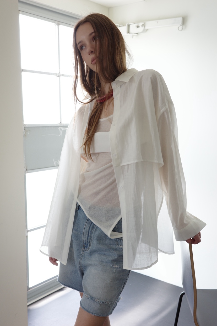 BOWIE韓國直郵女裝新款時尚26夏季襯衫蕾絲衫不含吊帶開衩BOWIE襯衫/蕾絲衫