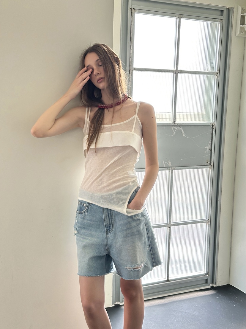 BOWIE韓國直郵女裝新款時尚26夏季襯衫蕾絲衫不含吊帶開衩BOWIE襯衫/蕾絲衫