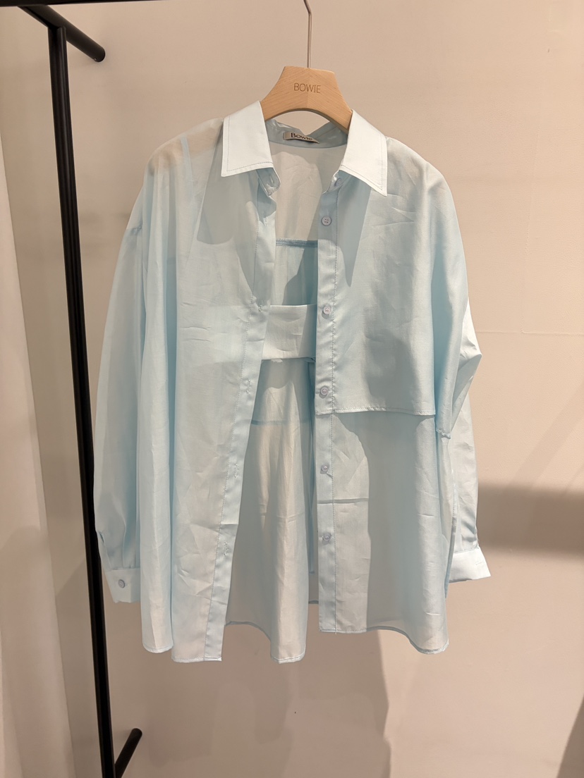 BOWIE韓國直郵女裝新款時尚26夏季襯衫蕾絲衫不含吊帶開衩BOWIE襯衫/蕾絲衫圖色2