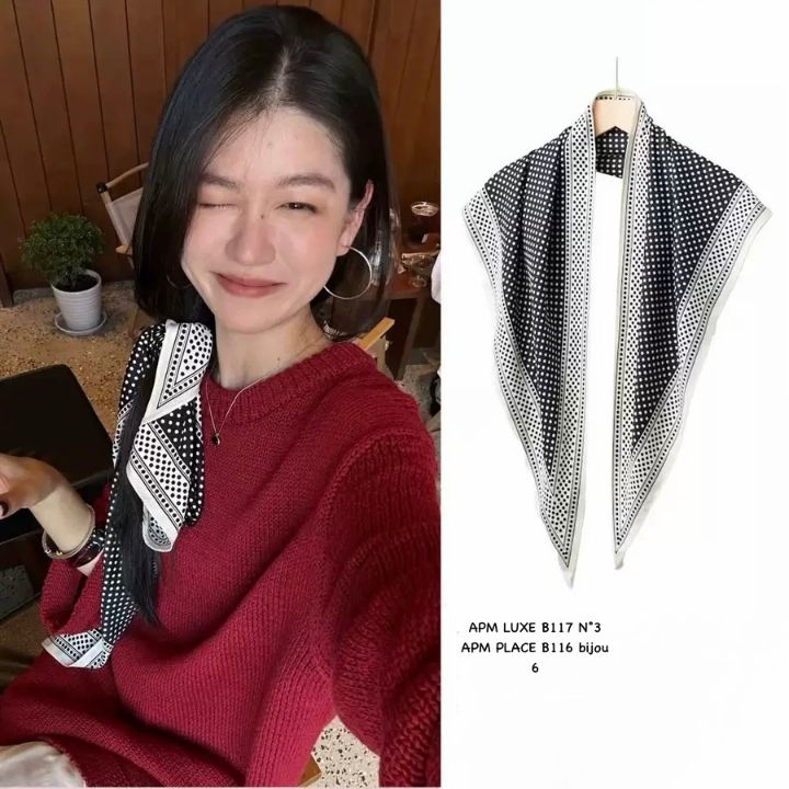 N3韓國東大門直郵女士新品26春夏推薦職業圍巾披肩圍巾圓點N3圍巾/披肩