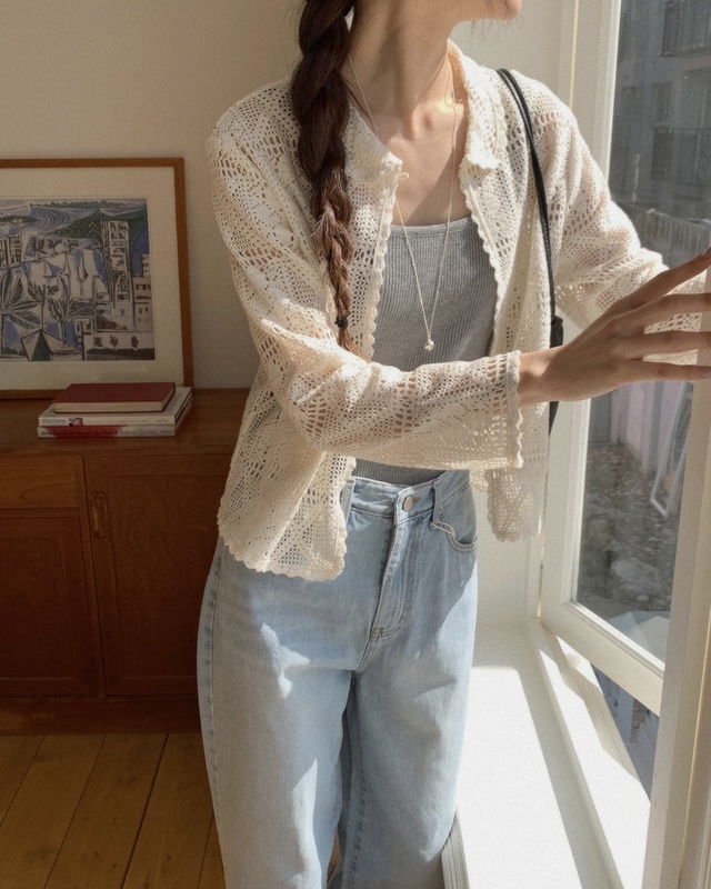 NOPROBLEM韓國直郵女士新品人氣熱賣26春夏襯衫蕾絲衫鉤針編織NOPROBLEM襯衫/蕾絲衫