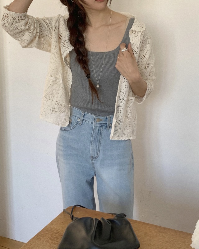 NOPROBLEM韓國直郵女士新品人氣熱賣26春夏襯衫蕾絲衫鉤針編織NOPROBLEM襯衫/蕾絲衫