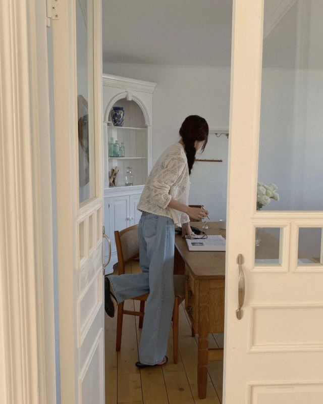 NOPROBLEM韓國直郵女士新品人氣熱賣26春夏襯衫蕾絲衫鉤針編織NOPROBLEM襯衫/蕾絲衫