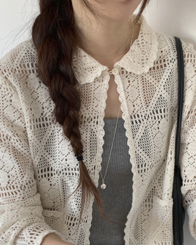 NOPROBLEM韓國直郵女士新品人氣熱賣26春夏襯衫蕾絲衫鉤針編織NOPROBLEM襯衫/蕾絲衫