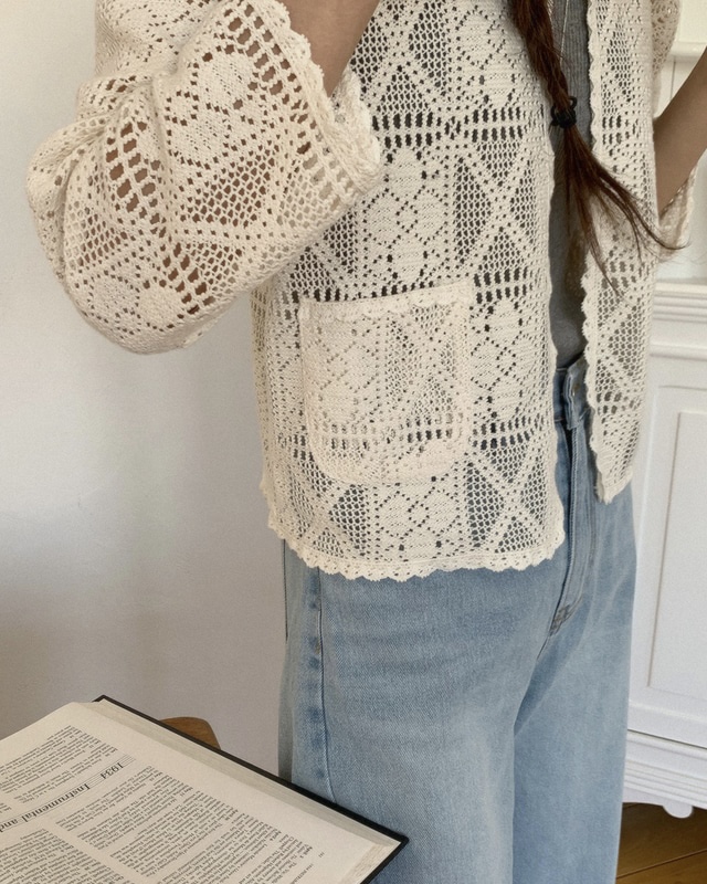 NOPROBLEM韓國直郵女士新品人氣熱賣26春夏襯衫蕾絲衫鉤針編織NOPROBLEM襯衫/蕾絲衫