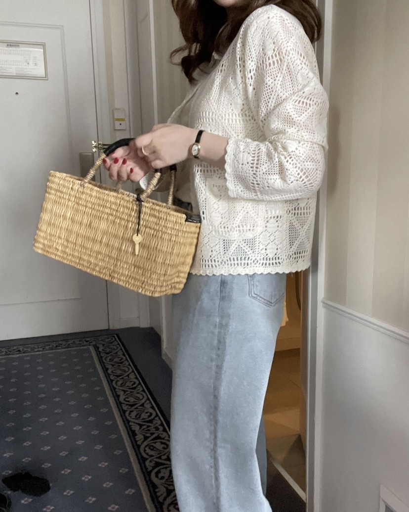 NOPROBLEM韓國直郵女士新品人氣熱賣26春夏襯衫蕾絲衫鉤針編織NOPROBLEM襯衫/蕾絲衫