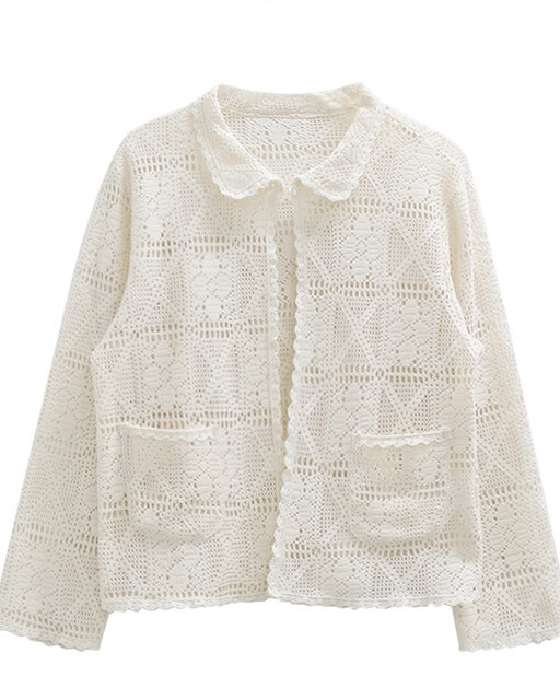 NOPROBLEM韓國直郵女士新品人氣熱賣26春夏襯衫蕾絲衫鉤針編織NOPROBLEM襯衫/蕾絲衫