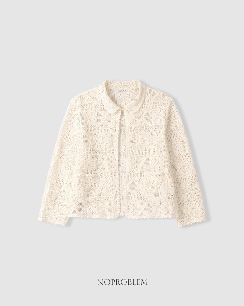 NOPROBLEM韓國直郵女士新品人氣熱賣26春夏襯衫蕾絲衫鉤針編織NOPROBLEM襯衫/蕾絲衫圖色1
