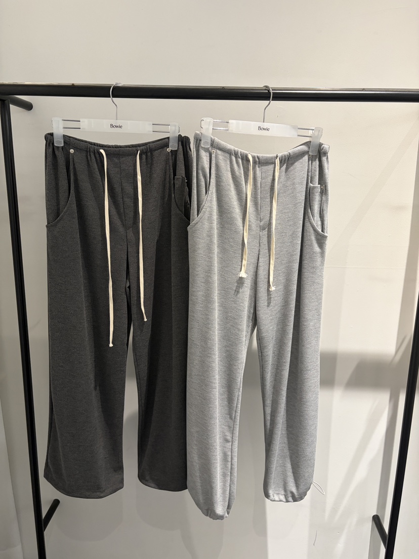 BOWIE韓國代購女裝新品26夏季熱賣人氣26春夏休閑褲華夫格BOWIE休閑褲