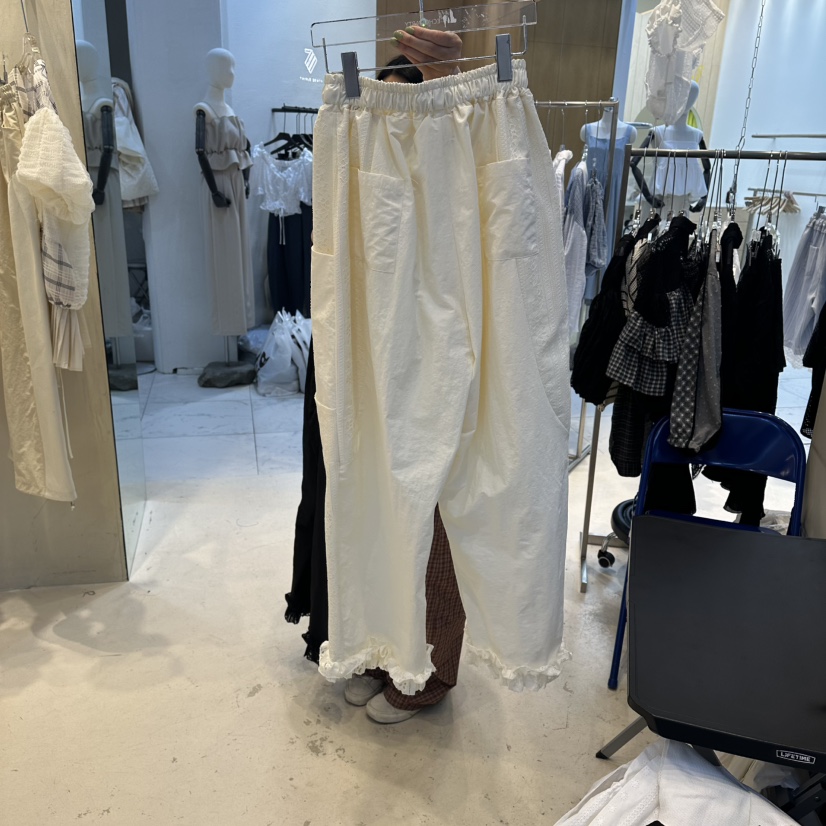 ECHOPARTY韓國直郵女裝新品時尚熱賣人氣休閑褲雙排扣蕾絲ECHOPARTY休閑褲