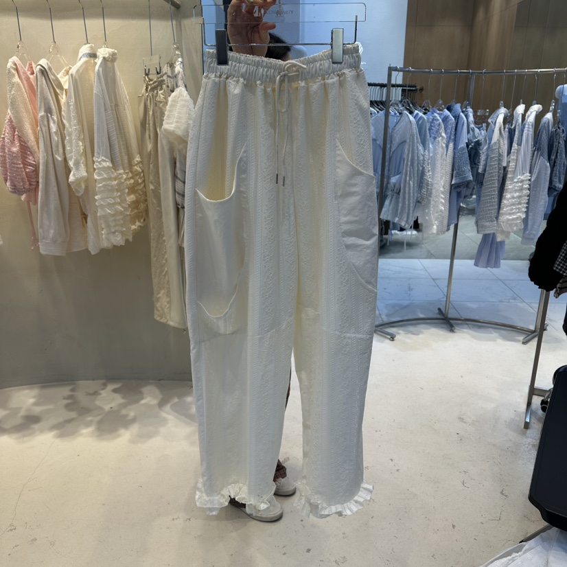 ECHOPARTY韓國直郵女裝新品時尚熱賣人氣休閑褲雙排扣蕾絲ECHOPARTY休閑褲圖色1