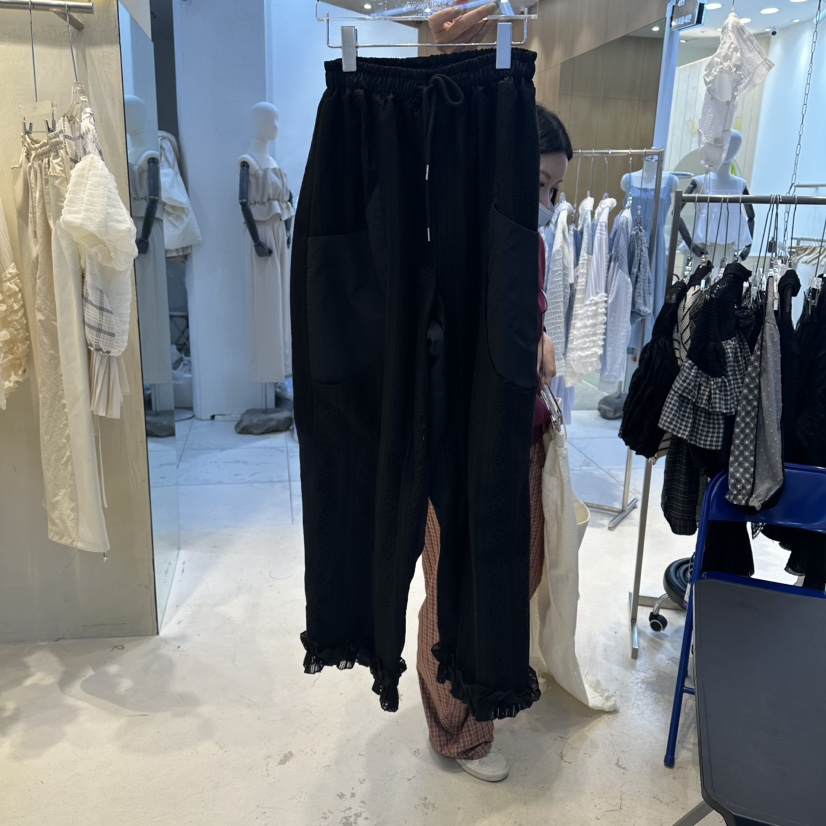 ECHOPARTY韓國直郵女裝新品時尚熱賣人氣休閑褲雙排扣蕾絲ECHOPARTY休閑褲圖色2