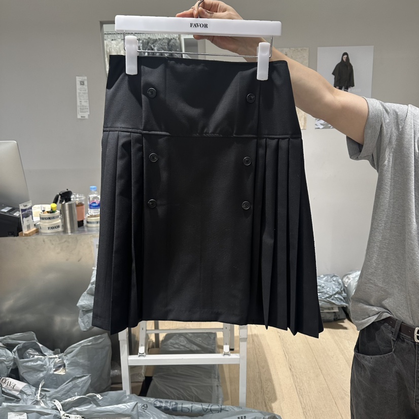 FAVOR-P韓國代購女士新品時尚人氣26春夏職業半身裙中短裙FAVOR-P半身裙/中短裙圖色2黑色