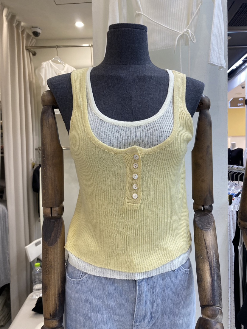 BLACK BIJOU韓國代購女士新品推薦吊帶背心無袖針織衫撞色BLACK BIJOU吊帶/背心