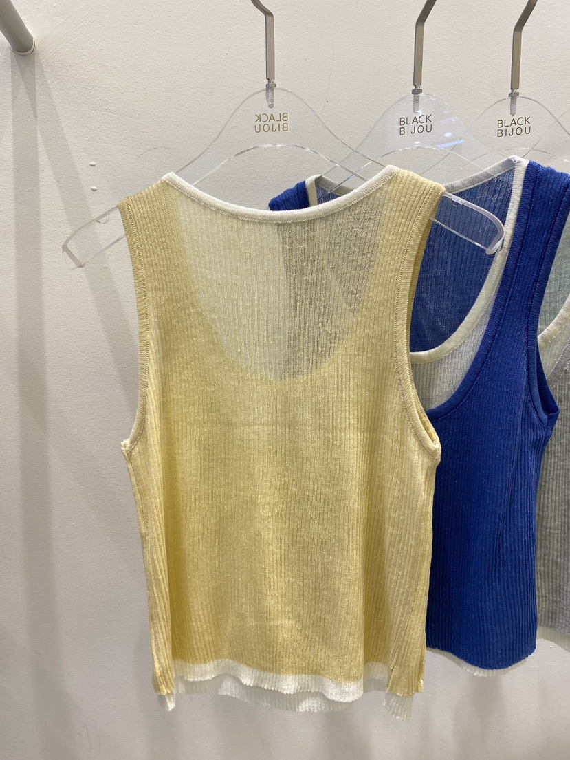 BLACK BIJOU韓國代購女士新品推薦吊帶背心無袖針織衫撞色BLACK BIJOU吊帶/背心